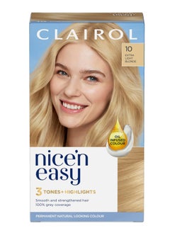 CLAIROL Nicen Easy Creme Natural Looking Oil Infused Permanent Hair Dye 10 Extra Light Blonde  - Image 1