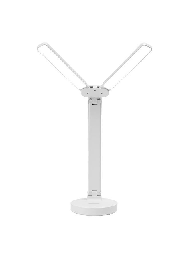 Portable Foldable and Adjustable Double Lamp Cap 3 Color Temperatures LED Eye-Caring USB Powered Desk Light White For Dormitory - Image 1