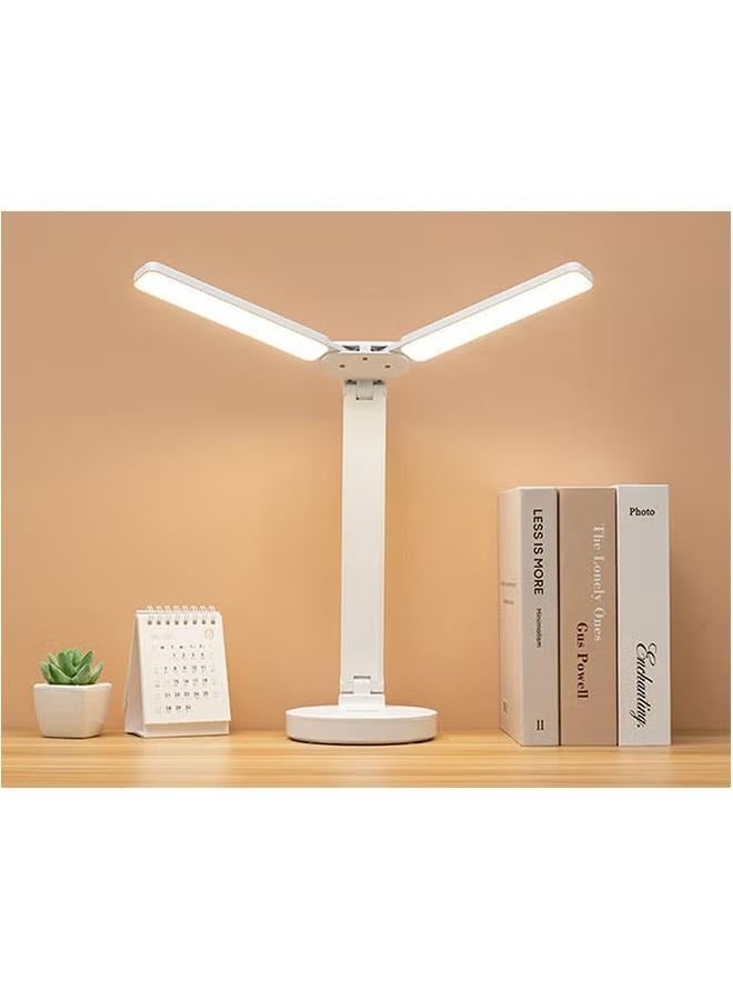 Portable Foldable and Adjustable Double Lamp Cap 3 Color Temperatures LED Eye-Caring USB Powered Desk Light White For Dormitory - Image 5