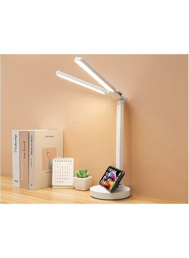 Portable Foldable and Adjustable Double Lamp Cap 3 Color Temperatures LED Eye-Caring USB Powered Desk Light White For Dormitory - Image 4