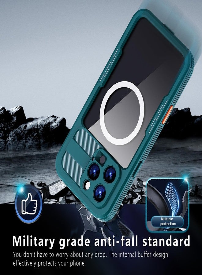 أوميو جراب Omio المقاوم للماء لهاتف iPhone 16 Pro Max، متوافق مع MagSafe، جراب مغناطيسي مقاوم للماء بالكامل بمعيار IP68، جراب مقاوم للماء تحت الماء، واقي شاشة مدمج، جراب مقاوم للصدمات بمعايير عسكرية، مناسب للرجال والنساء، لون أزرق مخضر - Image 3