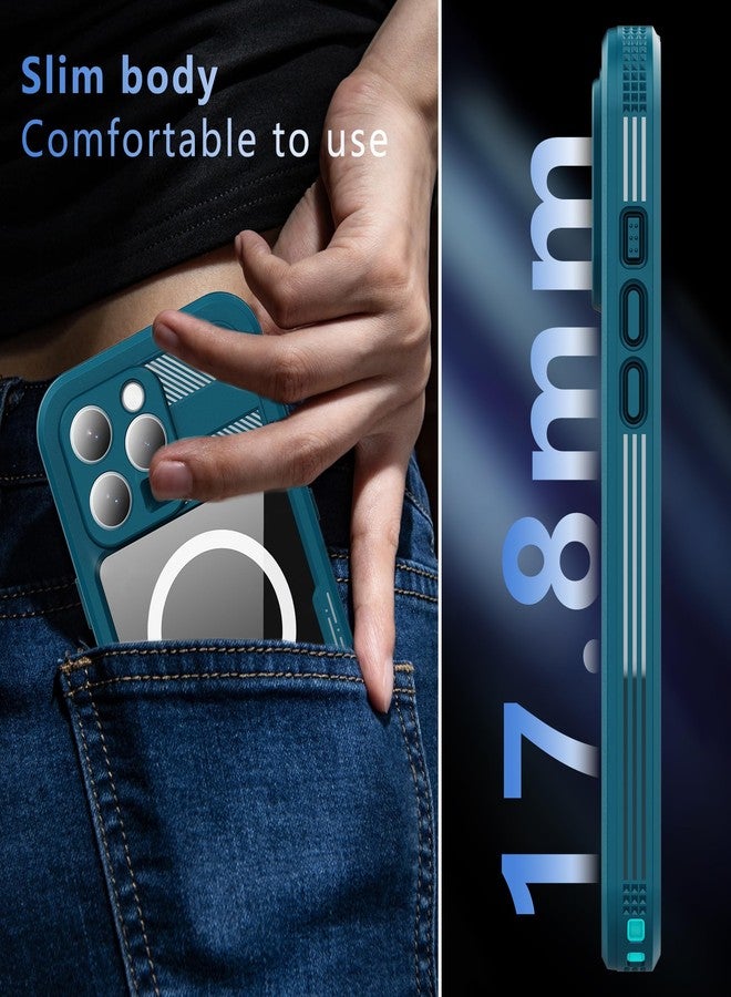 أوميو جراب Omio المقاوم للماء لهاتف iPhone 16 Pro Max، متوافق مع MagSafe، جراب مغناطيسي مقاوم للماء بالكامل بمعيار IP68، جراب مقاوم للماء تحت الماء، واقي شاشة مدمج، جراب مقاوم للصدمات بمعايير عسكرية، مناسب للرجال والنساء، لون أزرق مخضر - Image 5