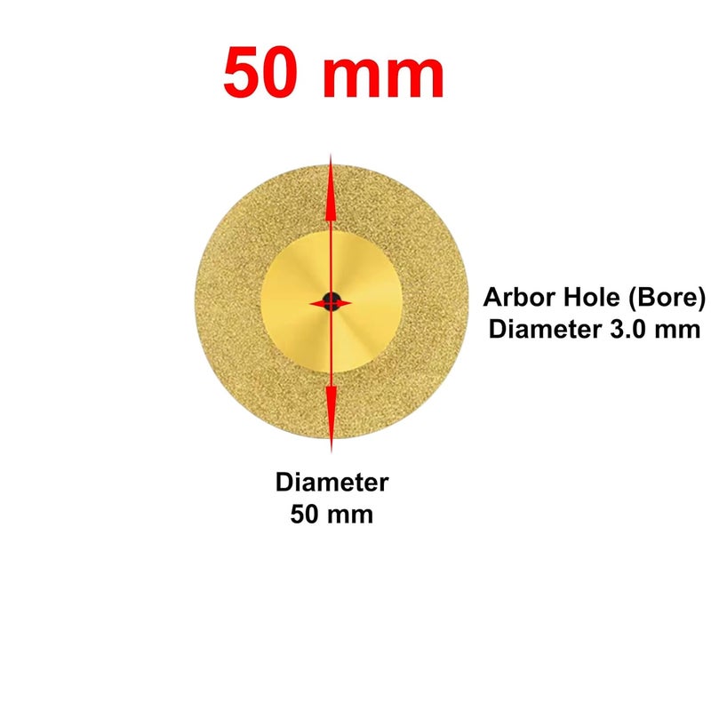 50mm 20Pcs Titanium Coated Diamond Cutting Wheel Set with 3mm Mandrels for Rotary Tool Glass Ceramics DIY - Image 3