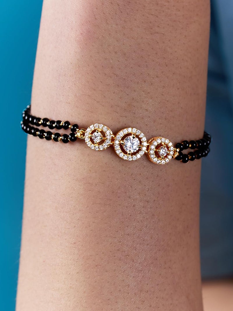 MINUTIAE Women Gold Plated Brass Mangalsutra Beads Bracelet | Fashion Bracelet for Women & Girl MNT0560-G - Image 3