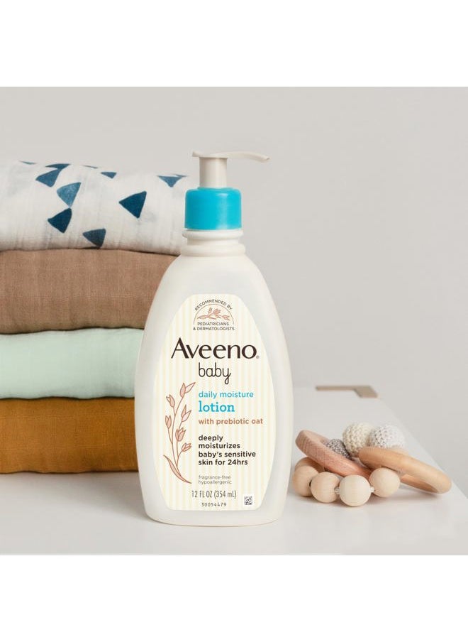 Aveeno Baby Aveeno Baby Daily Moisture Body Lotion for Sensitive Skin, Hypoallergenic Moisturizing Baby Lotion with Nourishing Oatmeal to Deeply Moisturize Baby's Skin, Fragrance-Free, 18 fl. oz  - Image 4