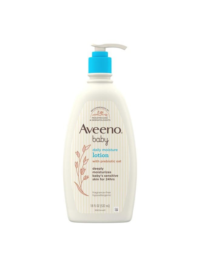 Aveeno Baby Aveeno Baby Daily Moisture Body Lotion for Sensitive Skin, Hypoallergenic Moisturizing Baby Lotion with Nourishing Oatmeal to Deeply Moisturize Baby's Skin, Fragrance-Free, 18 fl. oz  - Image 1