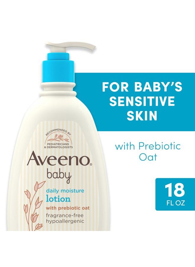 Aveeno Baby Aveeno Baby Daily Moisture Body Lotion for Sensitive Skin, Hypoallergenic Moisturizing Baby Lotion with Nourishing Oatmeal to Deeply Moisturize Baby's Skin, Fragrance-Free, 18 fl. oz  - Image 2