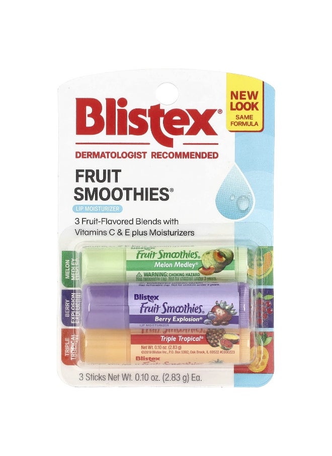 Blistex Blistex, Lip Moisturizer, Fruit Smoothies, 3 Sticks, 0.10 oz (2.83 g) Each  - Image 2