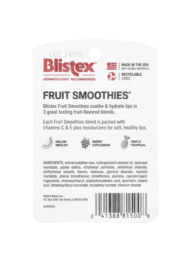 Blistex Blistex, Lip Moisturizer, Fruit Smoothies, 3 Sticks, 0.10 oz (2.83 g) Each  - Image 3
