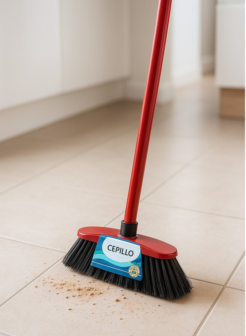 CEPILLO Indoor Floor Cleaning Broom/Brush, Long Broomstick for Easy Brooming, Great Use for Home, Kitchen, Office, Lobby etc-CP605-Red - Image 2