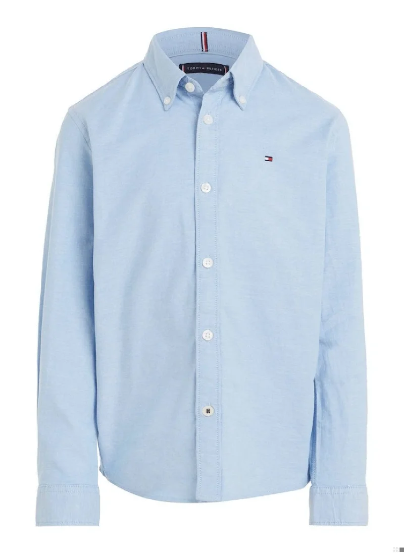 تومي هيلفيغر Boys' Stretch Oxford Shirt - Cotton, Blue