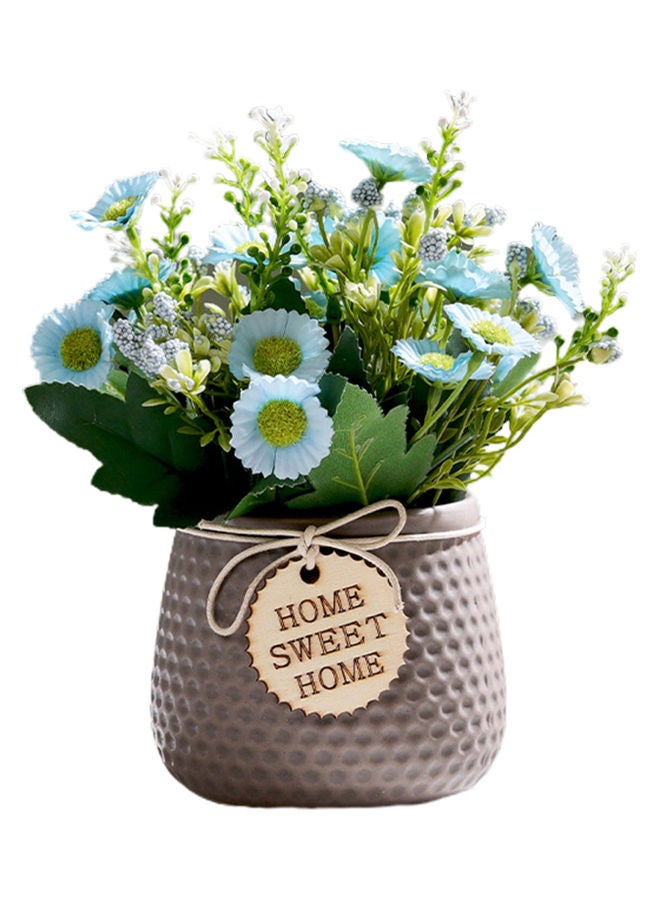 Beauenty Bonsai Simulation Vivid PVC Ceramics Artificial Flowers Bouquet with Vase Multicolour 