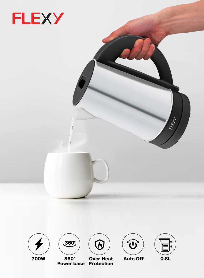 Flexy Premium 0.8L Electric Kettle: Sleek Stainless Steel Design, Rapid Boil, 2-Year Warranty  - Image 2