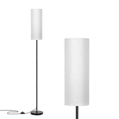 FRIDEKO HOME Floor Lamp with White Shade, Simple Design with Foot Pedal Switch, Small Tall Lamps for Living Room Bedroom Office, Corner Floor Stand Light with Black Pole Lamp (No Bulb/No Remote) - Image 1