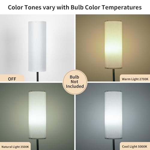 FRIDEKO HOME Floor Lamp with White Shade, Simple Design with Foot Pedal Switch, Small Tall Lamps for Living Room Bedroom Office, Corner Floor Stand Light with Black Pole Lamp (No Bulb/No Remote) - Image 3