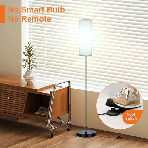 FRIDEKO HOME Floor Lamp with White Shade, Simple Design with Foot Pedal Switch, Small Tall Lamps for Living Room Bedroom Office, Corner Floor Stand Light with Black Pole Lamp (No Bulb/No Remote) - Image 4