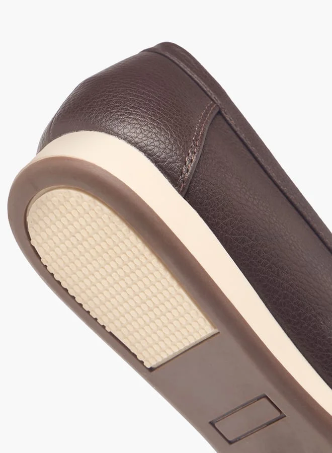 Le Confort Women Monogram Textured Slip-On Loafers with Metallic Accent