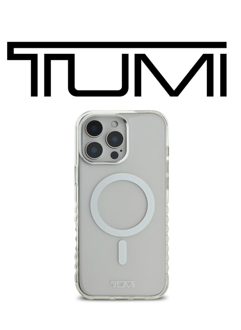 CG MOBILE Back case for iPhone 16 Pro Max, supports wireless charging MagSafe, French design, Clear color, original logo approved by the global brand TUMI. From CG Mobile.  - Image 1