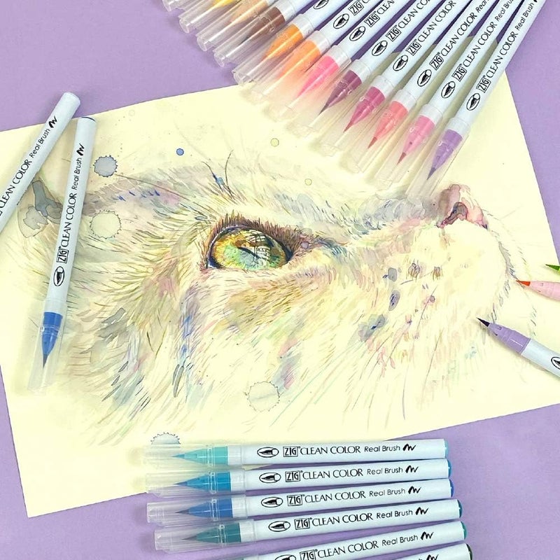Kuretake ZIG CLEAN COLOR Real Brush 48 Colors Set - Professional Quality Watercolor Brush Pens - Image 5