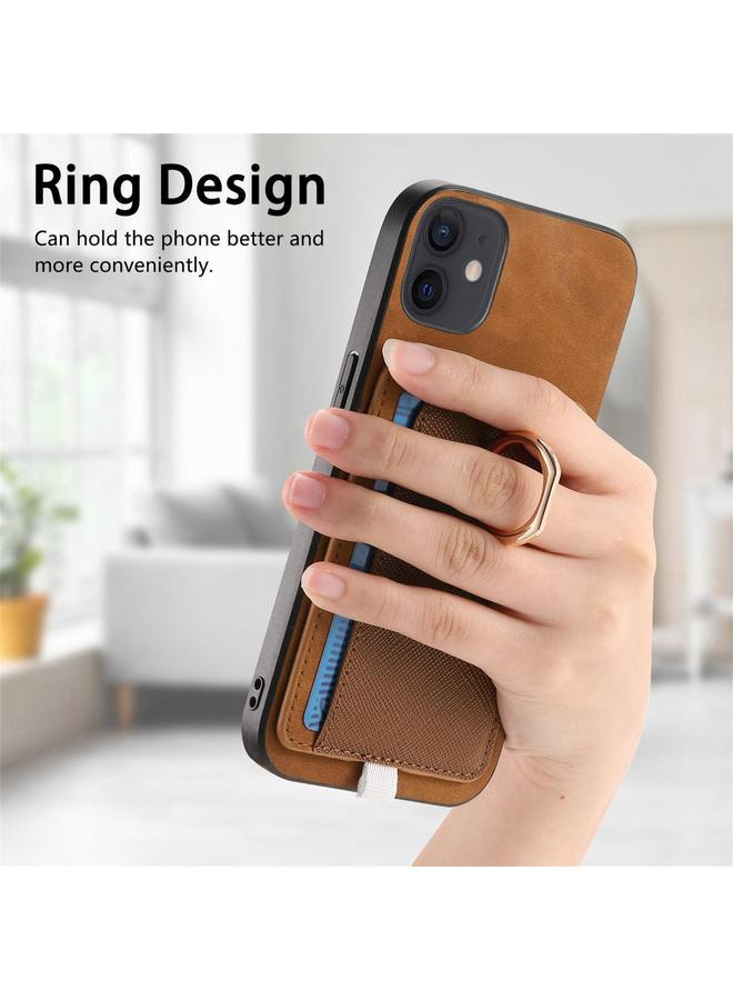 اس-توب جراب لهاتف iPhone 12 / 12 Pro بتصميم متقاطع من الجلد مع حلقة جانبية وحقيبة بطاقات وحافظة هاتف MagSafe - Image 5