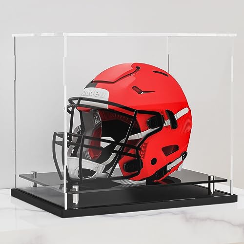 WANLIAN Football Helmet Display case Full SizeSelfAssembly Acrylic Helmet Display Case with Black Protection Holder BaseUV Protection Clear Sports Memorabilia Showcase for Basketball Sneakers - Image 1
