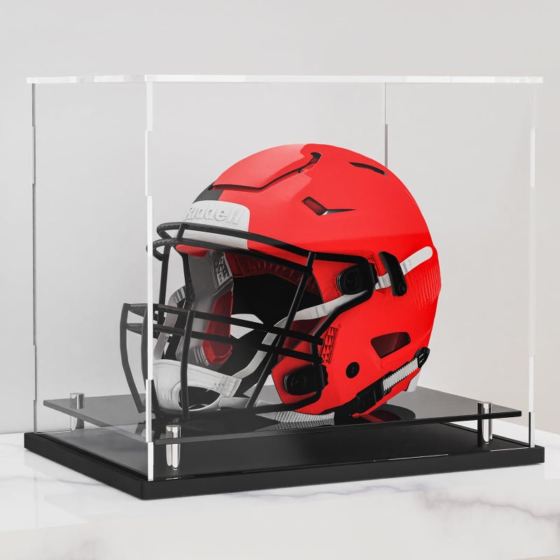 WANLIAN Football Helmet Display case Full SizeSelfAssembly Acrylic Helmet Display Case with Black Protection Holder BaseUV Protection Clear Sports Memorabilia Showcase for Basketball Sneakers - Image 2