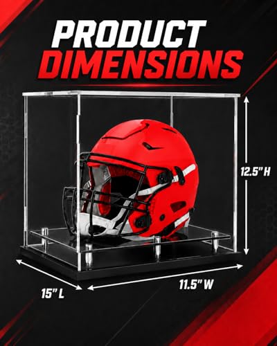 WANLIAN Football Helmet Display case Full SizeSelfAssembly Acrylic Helmet Display Case with Black Protection Holder BaseUV Protection Clear Sports Memorabilia Showcase for Basketball Sneakers - Image 3