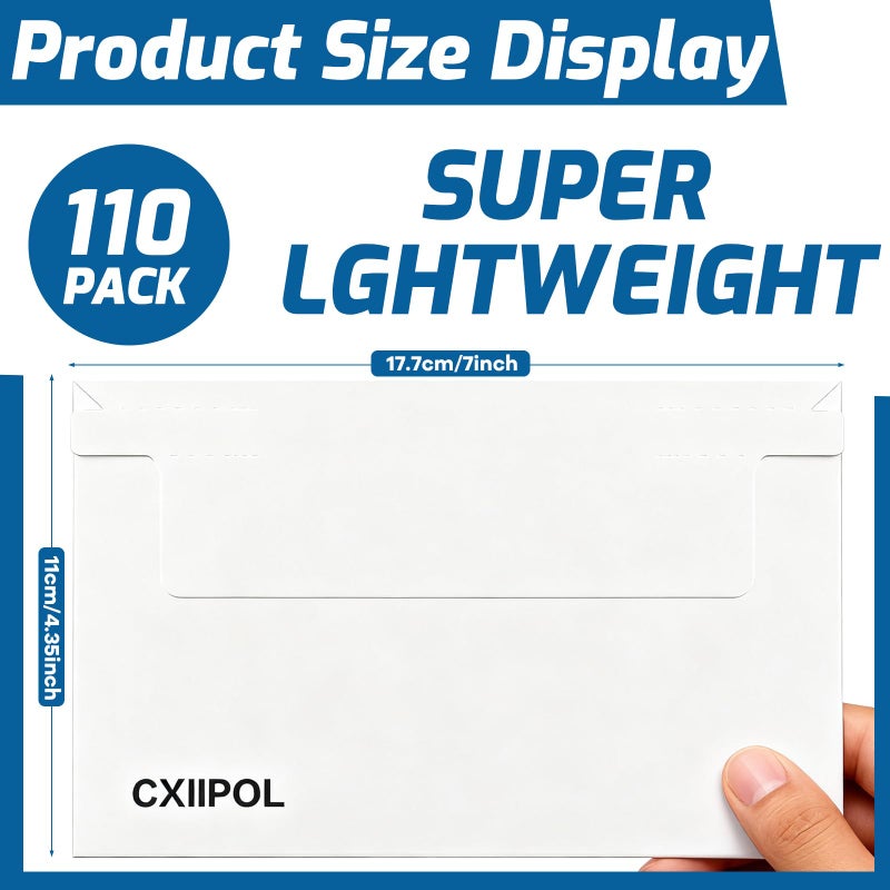 CXIIPOL 110 Pack Trading Card Mailing Envelopes, 7x 4.35 Inch Self-Adhesive Mailer Envelopes Perfect for Semi-Rigid Sleeves, Trading Card Mailing Supplies - Image 2