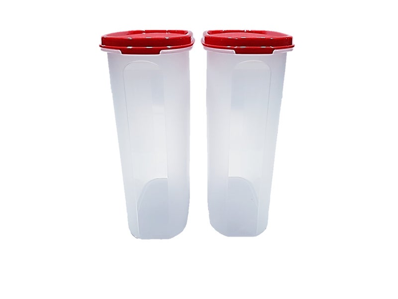 Tupperware mm plastic oval shape containers with cap(2.3l  red and white) - set of 2 - Image 2
