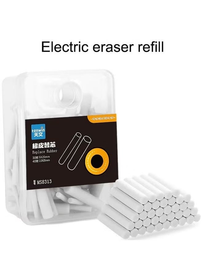 tenwin Refill of Electric Eraser 30 Pcs 5×25mm & 40 Pcs 2.3×25mm – Set Erasers for Artist Drawing, Painting, Sketching & Drafting - Image 1