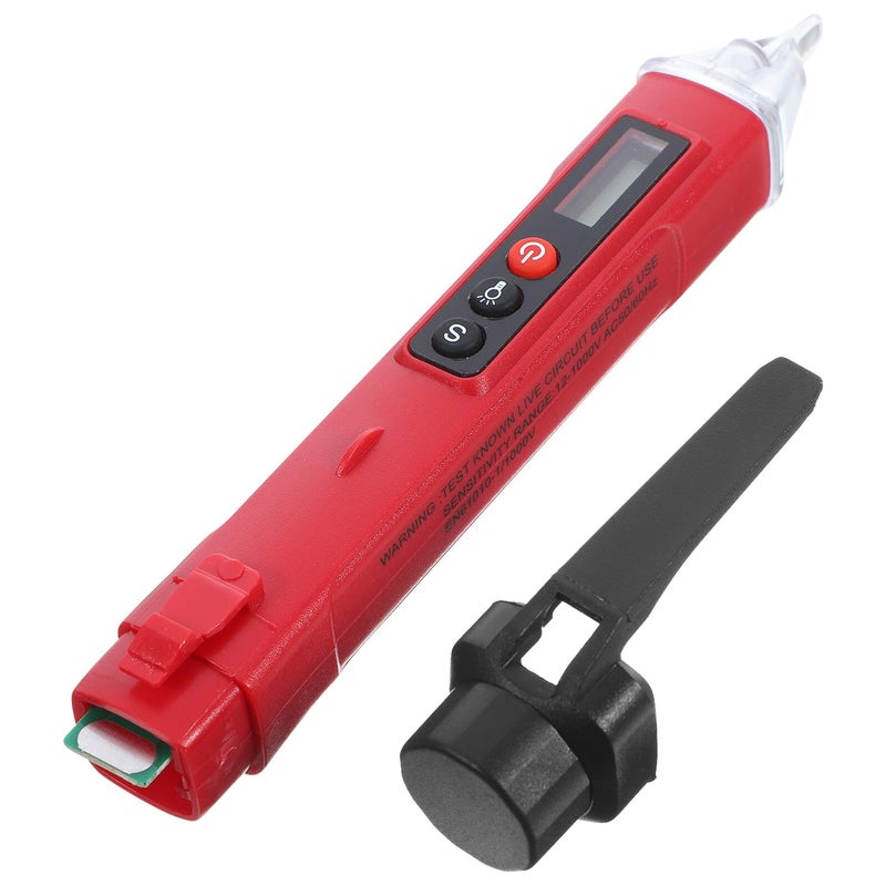 قلم اختبار الجهد بدون تلامس AC 12-1000V بشاشة LCD وإشارة صوتية لكشف الأسلاك الحية - Image 2