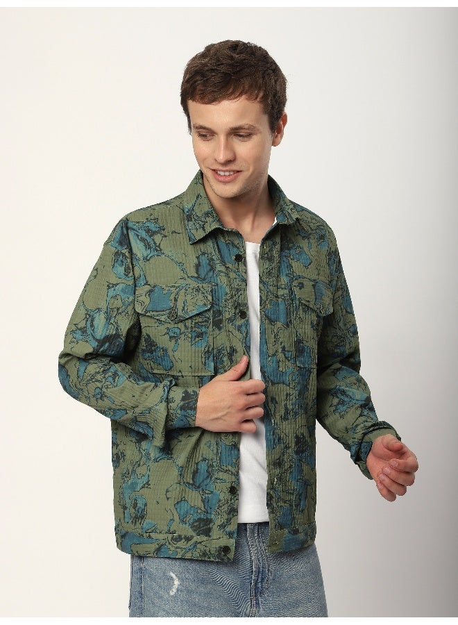 Beyoung Green Abstract Print shacket  - Image 1