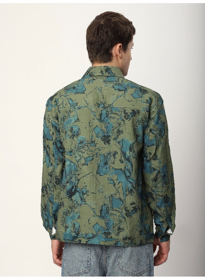 Beyoung Green Abstract Print shacket  - Image 2