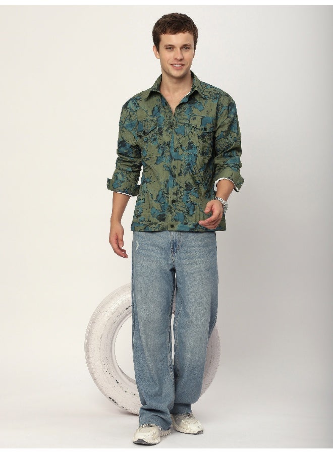 Beyoung Green Abstract Print shacket  - Image 4