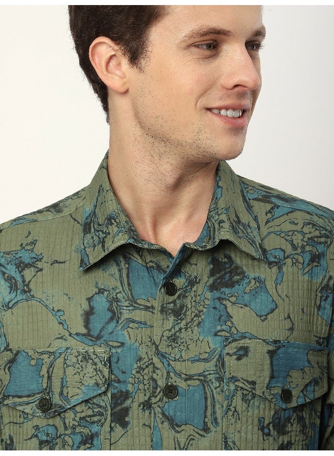 Beyoung Green Abstract Print shacket  - Image 5