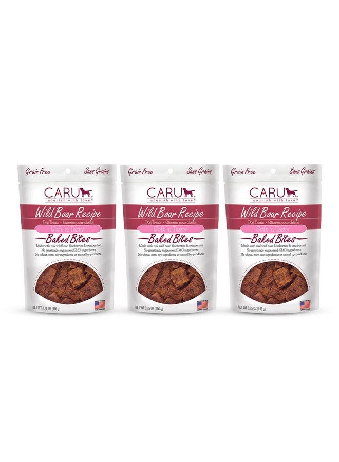 Caru - Soft n’ Tasty Baked Bites - Wild Boar Bites Dog Treats - Flavorful Training Treats - 3.75 oz Bags - Pack of 3 - Image 1