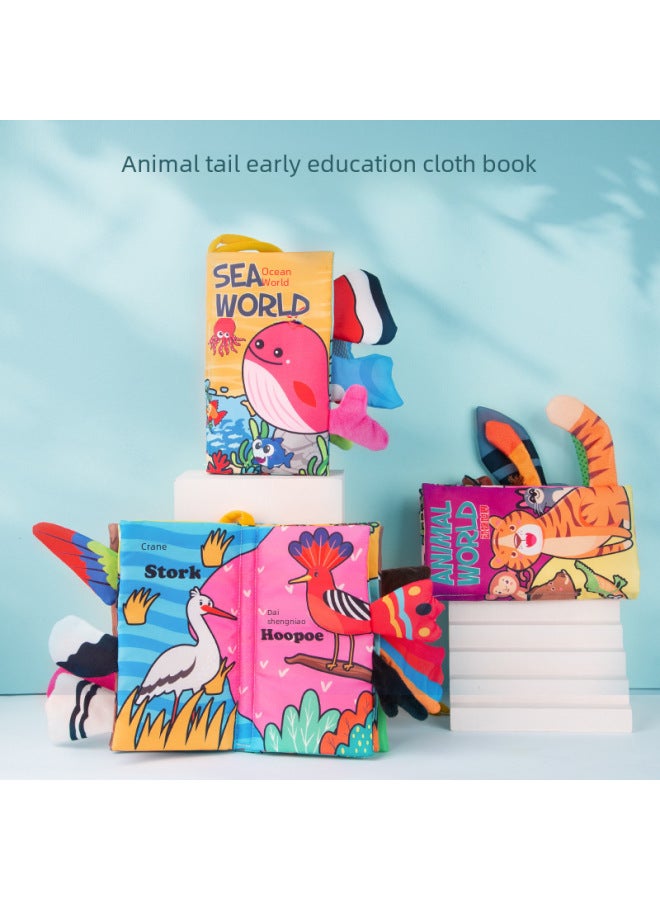 Baby Early Education Jolly Tail 3d Rich Book Quiet Baby Toy Diy Fabric Book Quiet Play Toy-Color: Jungle Tail (4 s And 8 Sides Contain Ringing Paper) - Image 2