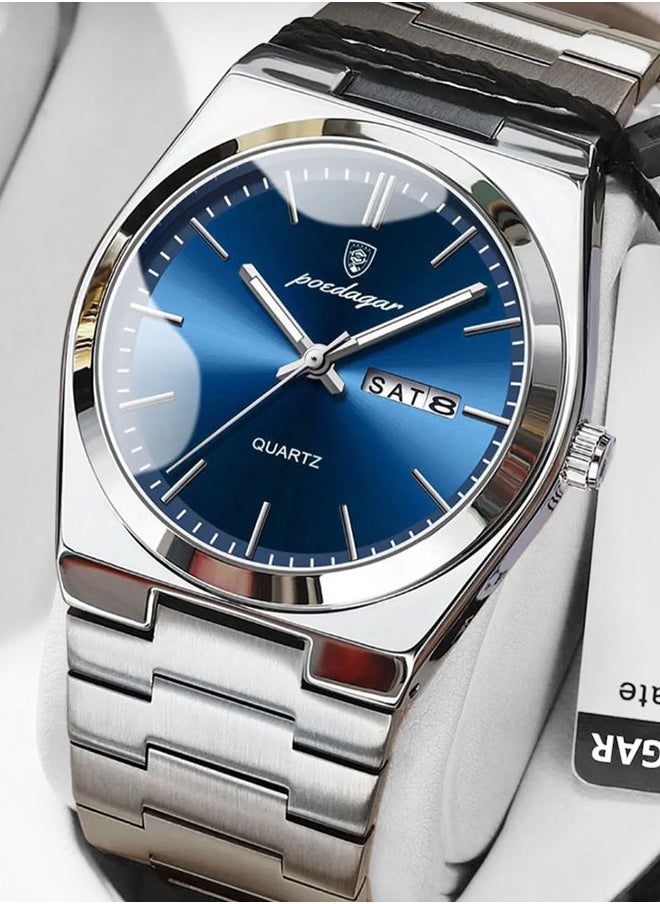 POEDAGAR Men's Quartz Watch waterproof with Luminous Hands and Date & Week Display  - Image 2