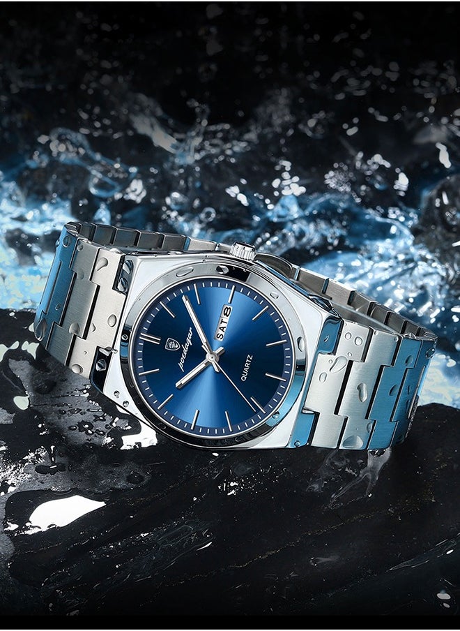 POEDAGAR Men's Quartz Watch waterproof with Luminous Hands and Date & Week Display  - Image 3