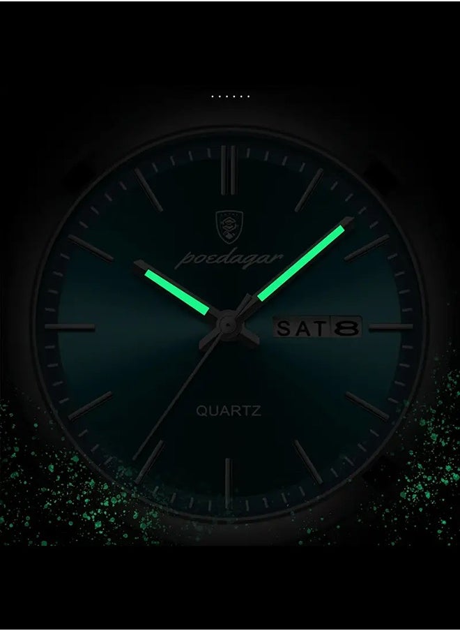 POEDAGAR Men's Quartz Watch waterproof with Luminous Hands and Date & Week Display  - Image 5
