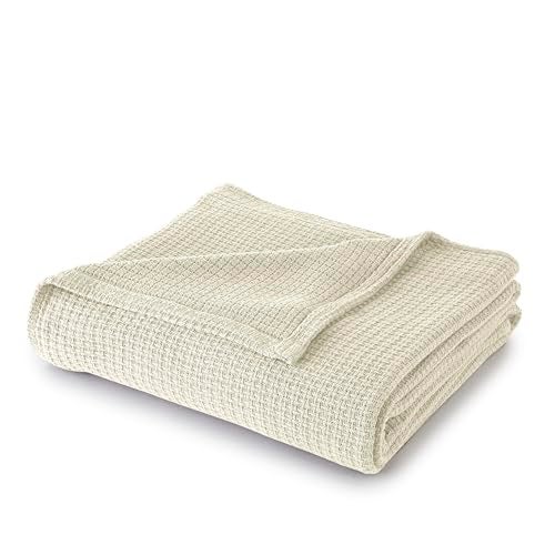 SUNYIN Sun Yin 100% Cotton Soft Cozy Blanket, Ivory, Cream (70154) - Image 1