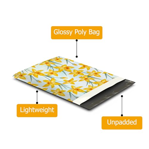 Pro Supply Global 10x13 (100) Daffodil Floral Summer Designer Poly Mailers Waterproof Self Sealing Tear Resistant Polymailers Shipping Envelopes Premium Printed Bags For Small Businesses - Image 3