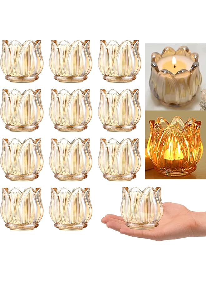The Bros 12Pcs Votive Candle Holders, Thick Glass Tea Light Candle Holder Bulk, Tealight Candle Jars for Wedding Table Decor, Party Supplies, Bridal Shower Decorations, Centerpieces for Tables - Image 1