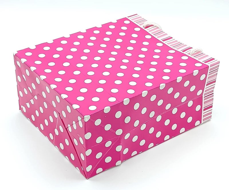 Gold Leaf GOLD LEAF Polka Dot Paper Bags, Gift Carry Paper Bags,Return Gift Carry Paper Bags,Pink Color Paper Bags LXWXH:17.5X7.5X22Cm Small(Pack Of 10Pcs)  - Image 4