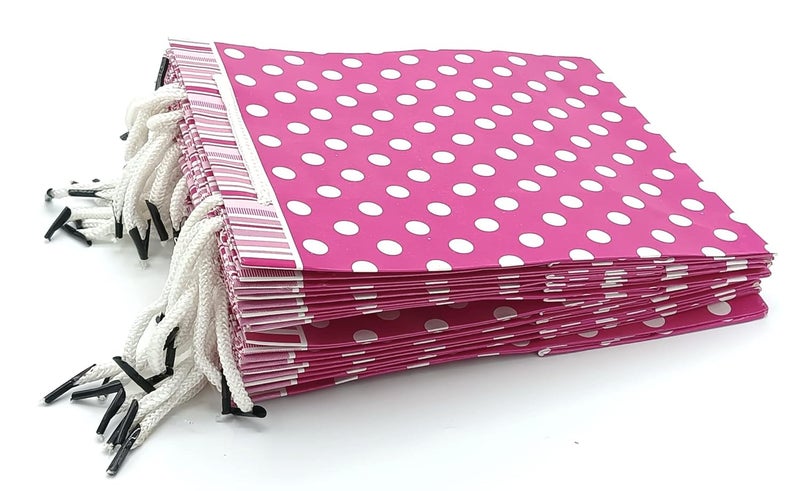 Gold Leaf GOLD LEAF Polka Dot Paper Bags, Gift Carry Paper Bags,Return Gift Carry Paper Bags,Pink Color Paper Bags LXWXH:17.5X7.5X22Cm Small(Pack Of 10Pcs)  - Image 5