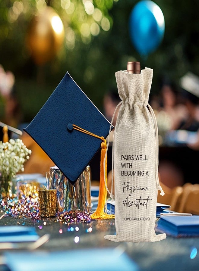 BARREEMO Physician Assistant Gifts Wine Bag for Women Men Graduation Gifts for Medical Assistant PA Students Pairs Well with Becoming A Physician Assistant Wine Bottle Bag for PA School Graduation Party Decor - Image 3