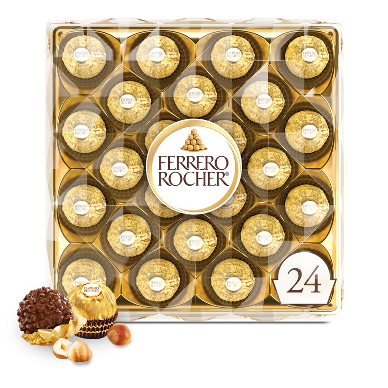 Ferrero Rocher, 24 Count, Premium Milk Chocolate Hazelnut, Chocolates for Gifting, 10.6 oz - Image 1