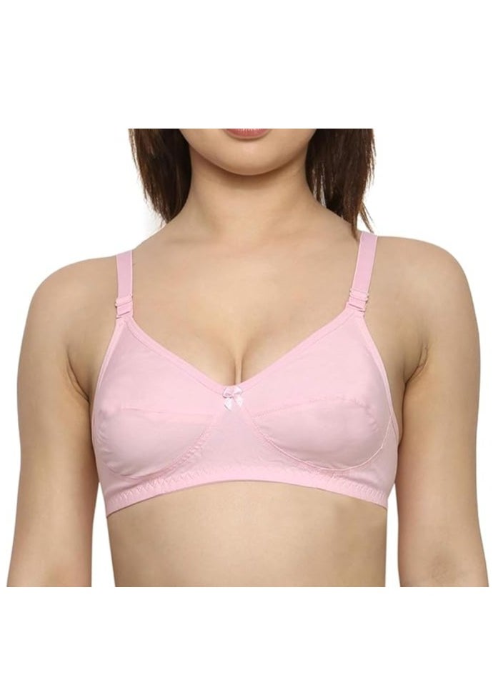 Love Bell - Love Bell Women's Everyday Bra - Double-Layered, High Coverage, All-Day Comfort Bra (PINK) - Image 1