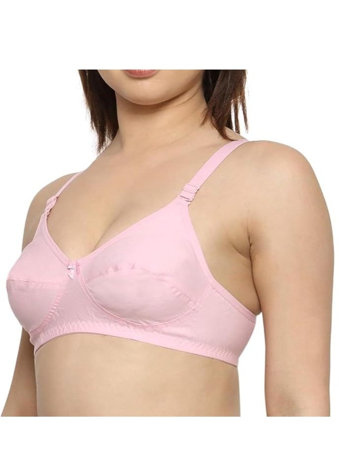 Love Bell - Love Bell Women's Everyday Bra - Double-Layered, High Coverage, All-Day Comfort Bra (PINK) - Image 1