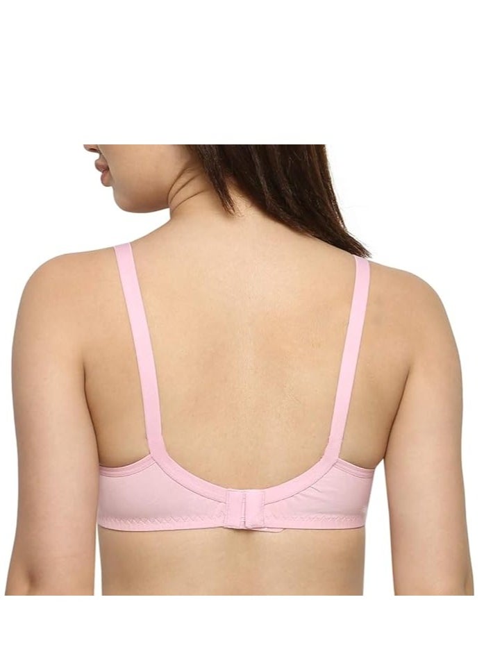 Love Bell - Love Bell Women's Everyday Bra - Double-Layered, High Coverage, All-Day Comfort Bra (PINK) - Image 1